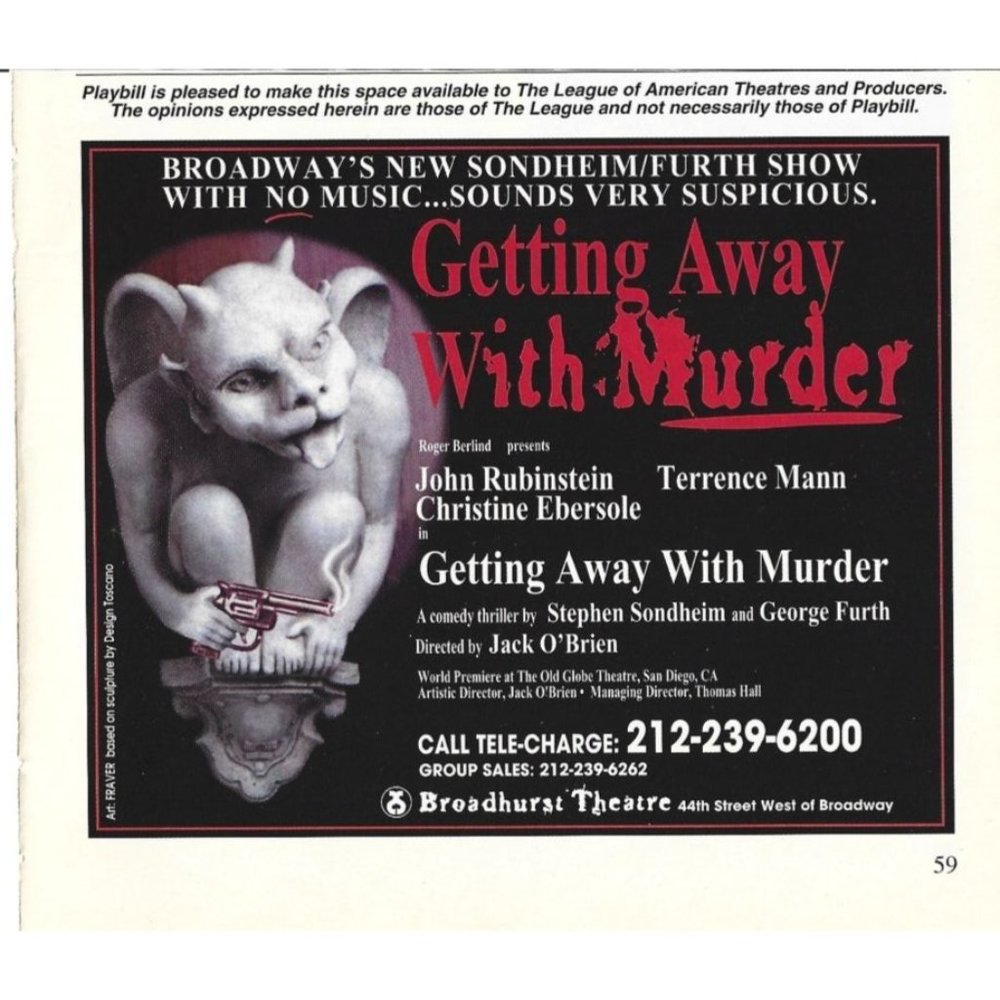 Getting Away with Murder Broadhurst Theatre Broadway 1990s Vintage Print Ad